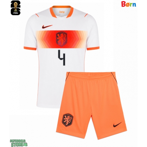 Holland Virgil van Dijk #4 Replika Babytøj Udebanesæt Børn VM 2026 Kortærmet (+ Korte bukser)